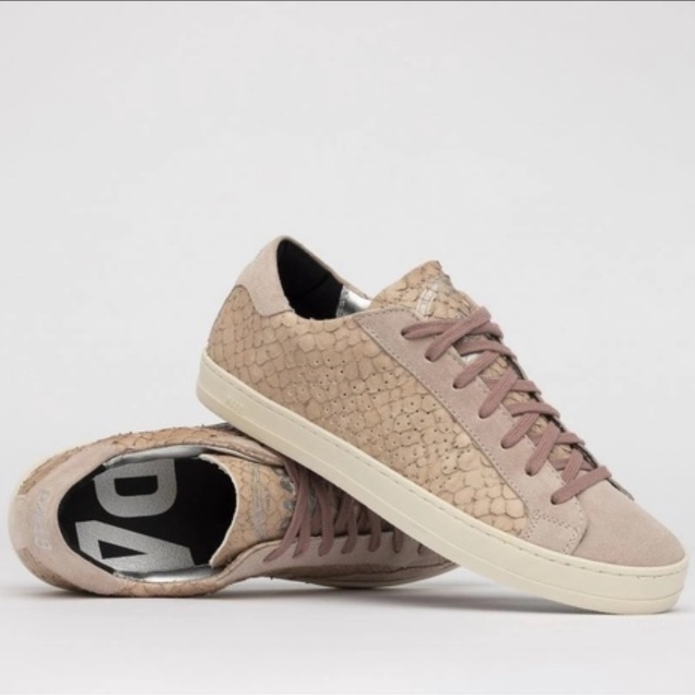 P448 John Pink Python Snakeskin Print Sneakers - image 1
